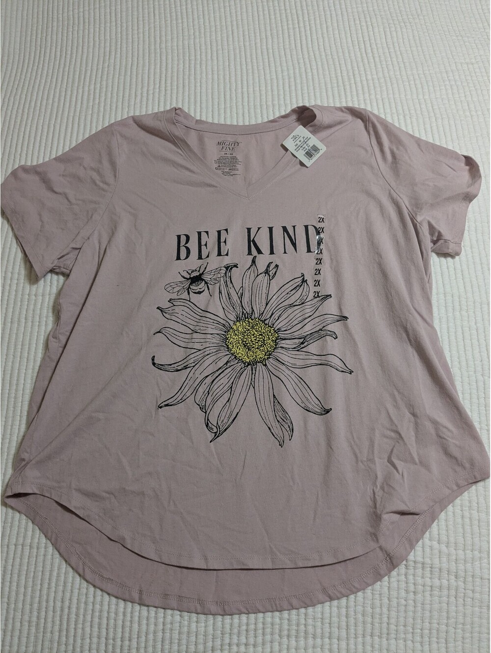 Mighty Fine pink Bee Kind graphic tee